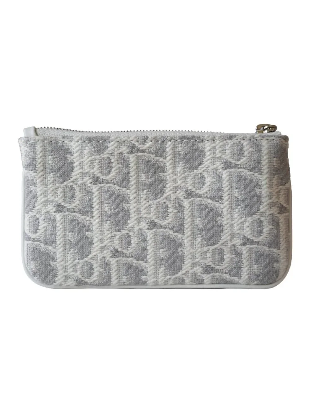 Dior Promenade Freesia Zipped Card Holder Pouch Latte Gray